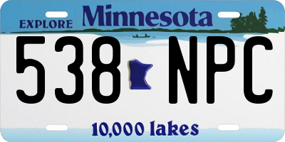 MN license plate 538NPC