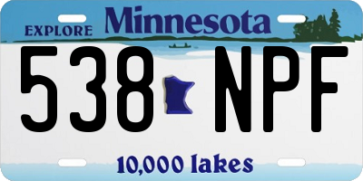 MN license plate 538NPF