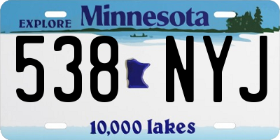 MN license plate 538NYJ