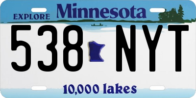 MN license plate 538NYT