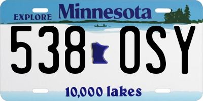 MN license plate 538OSY