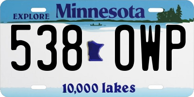 MN license plate 538OWP