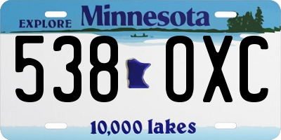 MN license plate 538OXC