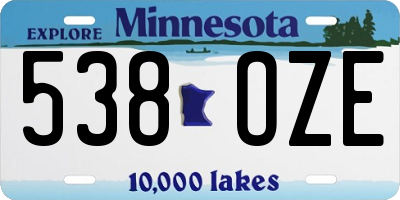 MN license plate 538OZE
