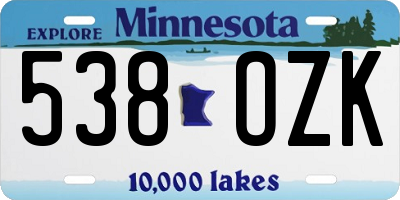 MN license plate 538OZK