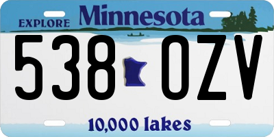 MN license plate 538OZV