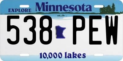 MN license plate 538PEW