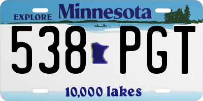 MN license plate 538PGT