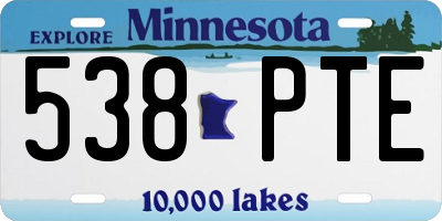 MN license plate 538PTE