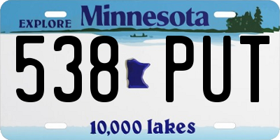 MN license plate 538PUT