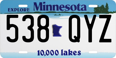 MN license plate 538QYZ