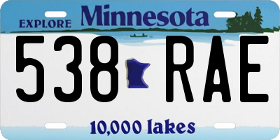 MN license plate 538RAE