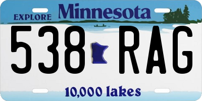 MN license plate 538RAG