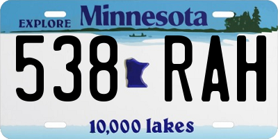 MN license plate 538RAH