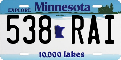 MN license plate 538RAI