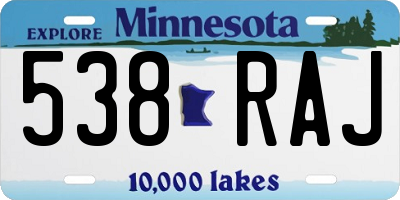 MN license plate 538RAJ