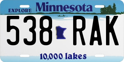MN license plate 538RAK