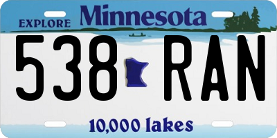MN license plate 538RAN