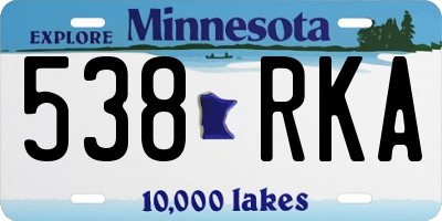 MN license plate 538RKA