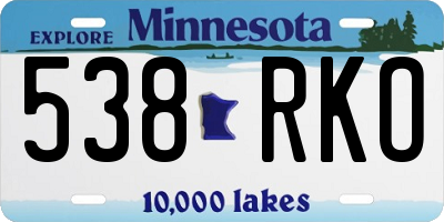 MN license plate 538RKO