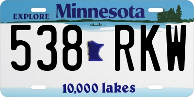 MN license plate 538RKW