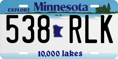 MN license plate 538RLK