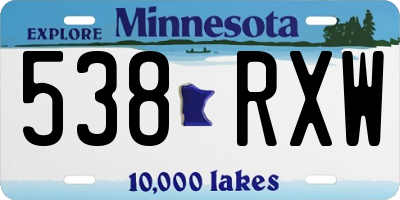 MN license plate 538RXW