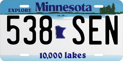 MN license plate 538SEN