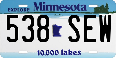 MN license plate 538SEW