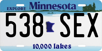 MN license plate 538SEX