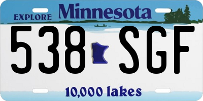 MN license plate 538SGF
