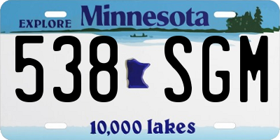 MN license plate 538SGM