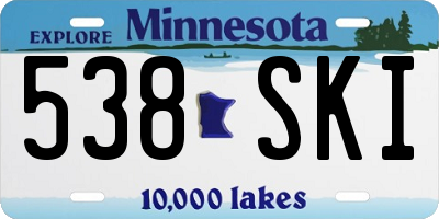 MN license plate 538SKI