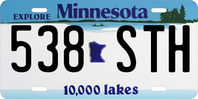 MN license plate 538STH