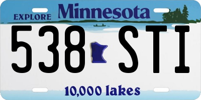 MN license plate 538STI