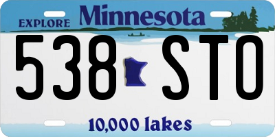MN license plate 538STO