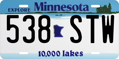 MN license plate 538STW