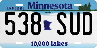 MN license plate 538SUD