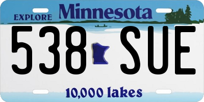 MN license plate 538SUE