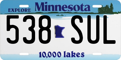 MN license plate 538SUL