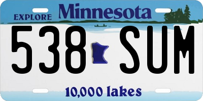 MN license plate 538SUM