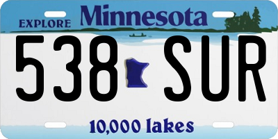 MN license plate 538SUR