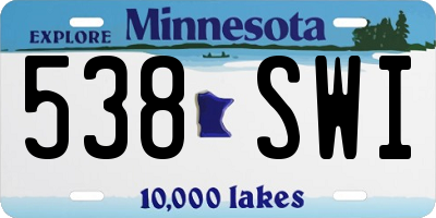 MN license plate 538SWI