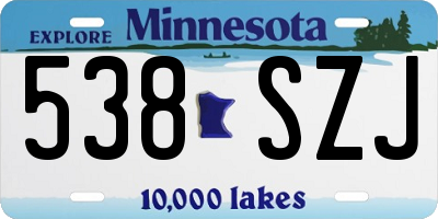 MN license plate 538SZJ