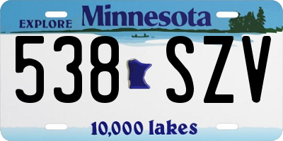 MN license plate 538SZV