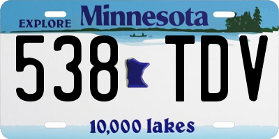 MN license plate 538TDV