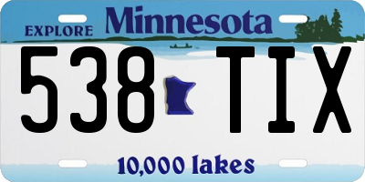 MN license plate 538TIX