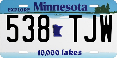 MN license plate 538TJW