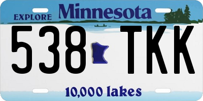 MN license plate 538TKK
