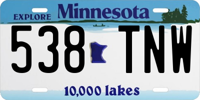 MN license plate 538TNW
